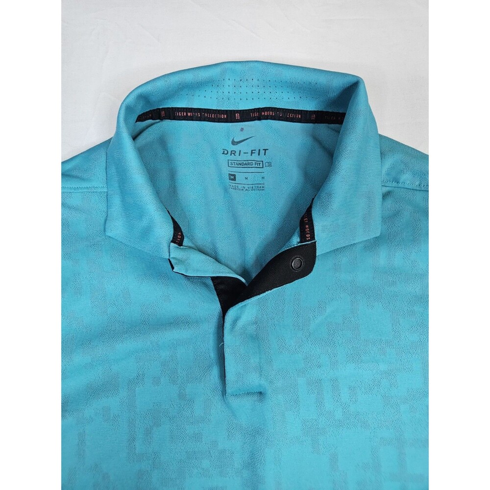 Nike Tiger Woods Shirt Men's Size Medium Blue Jacquard Camo Dri-Fit Polo Golf M